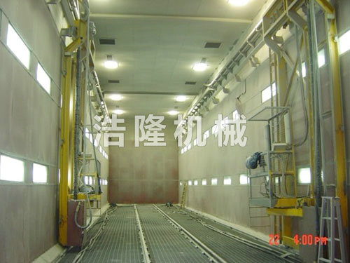 三维台车喷砂房内景
